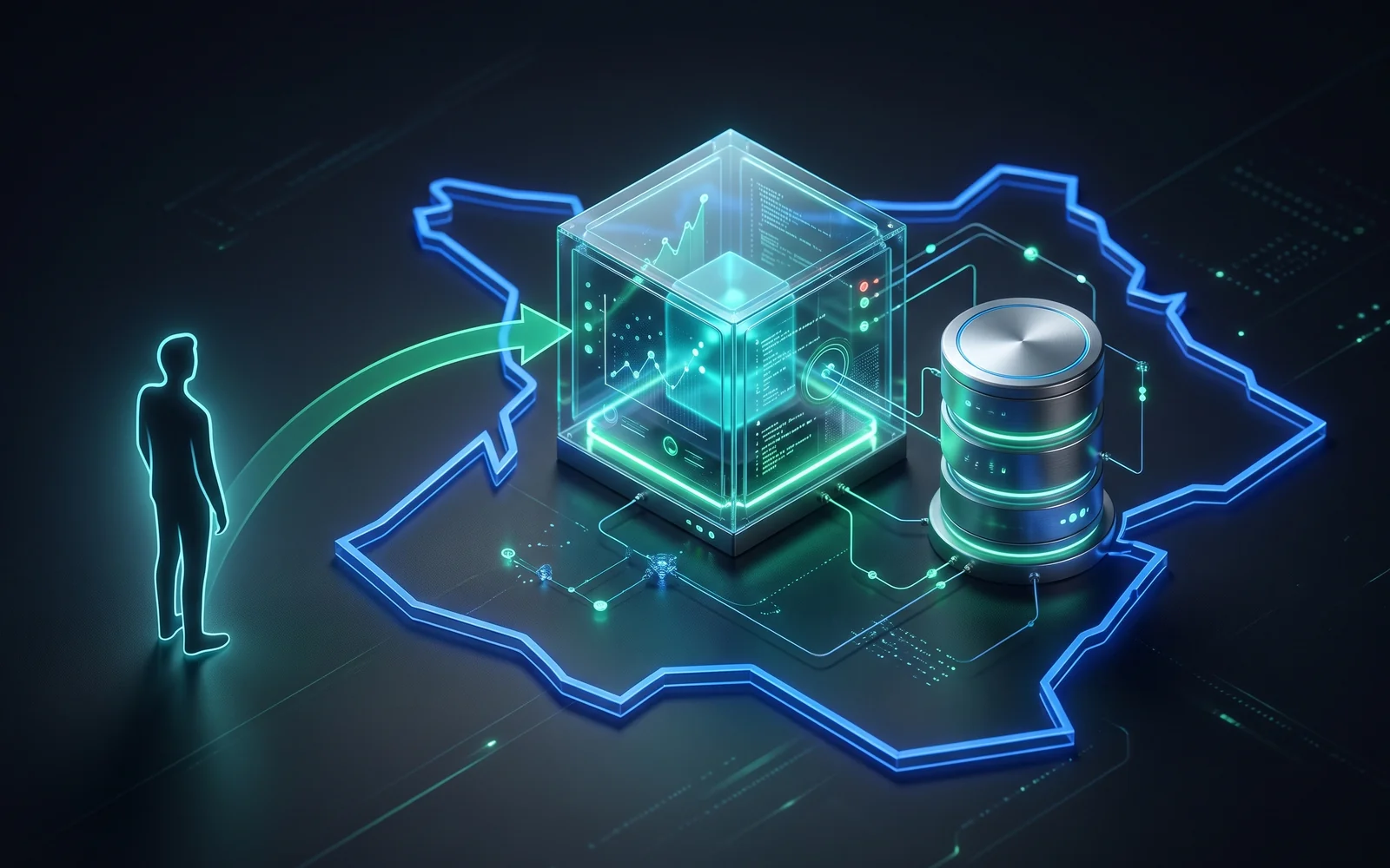 Schéma d'architecture Matomo self-hosted : visiteur du site, conteneur Docker Matomo sur stats.client.fr, base de données MariaDB isolée, traitement local sans transmission tiers